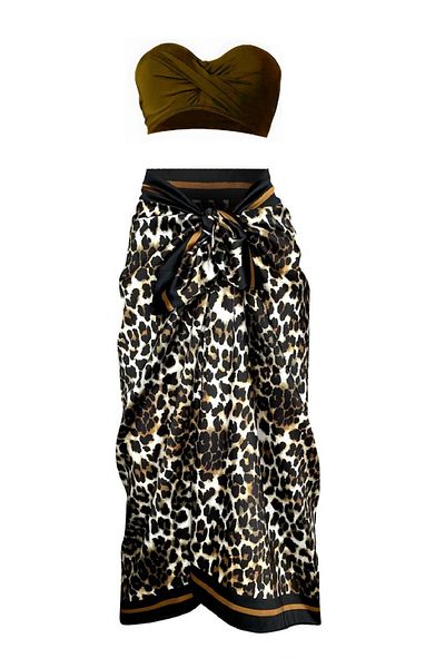 Bolder Lana-Leopard Pattern Pareo Non-Exposed Shiny Fabric-95Cm*145Cm