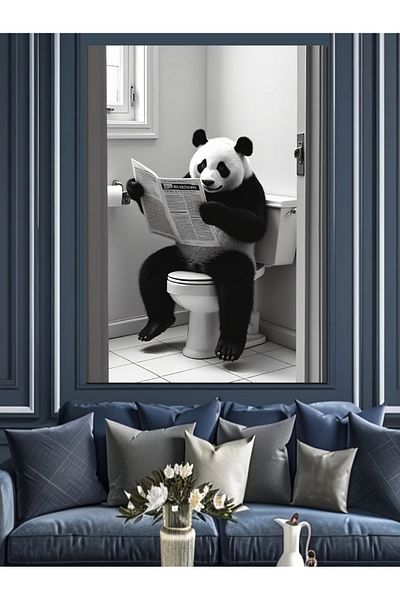 Tablomega Panda și Ziar Enjoyment Canvas Decorativ - Lemn MDF