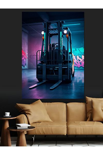 Tablomega Artistic Forklift Design Decorative Canvas - Mdf Wooden Painting