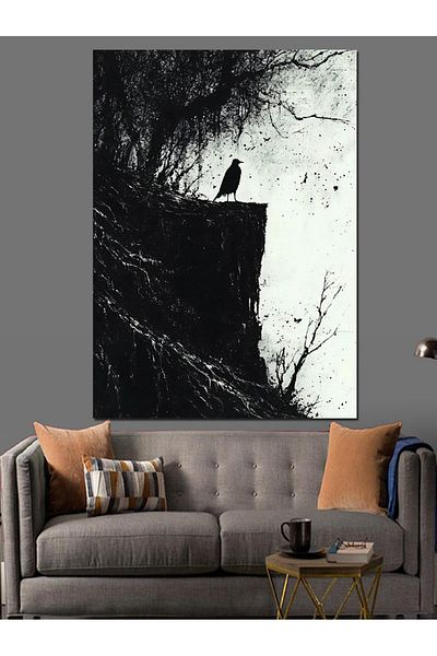 Tablomega The Solitude of the Black Tree Decorative Canvas - Mdf Wooden Painting