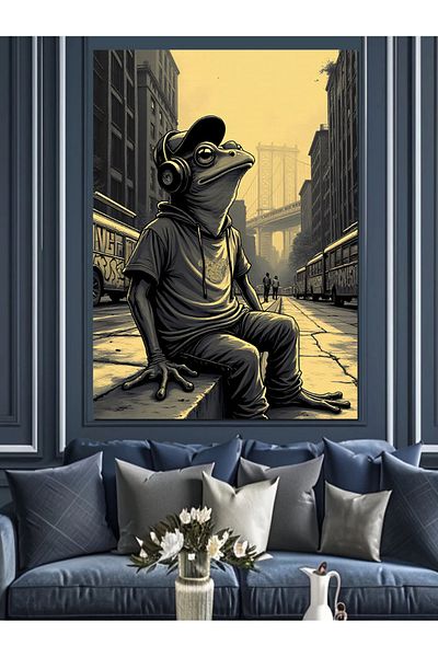 Tablomega The City of the Frog in the Hat Decorative Canvas - Mdf Wooden Painting