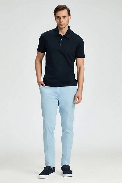 Hemington Mercerized Cotton Navy Blue Polo Neck T-Shirt
