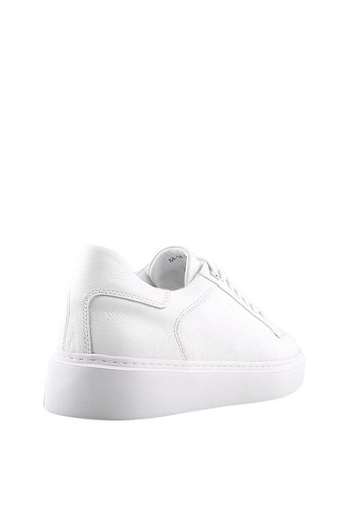 Jakamen Λευκά 100% δερμάτινα παπούτσια casual sneaker με κορδόνια