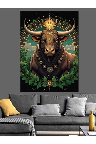Tablomega Taurus Decorative Canvas - Mdf Wooden Painting