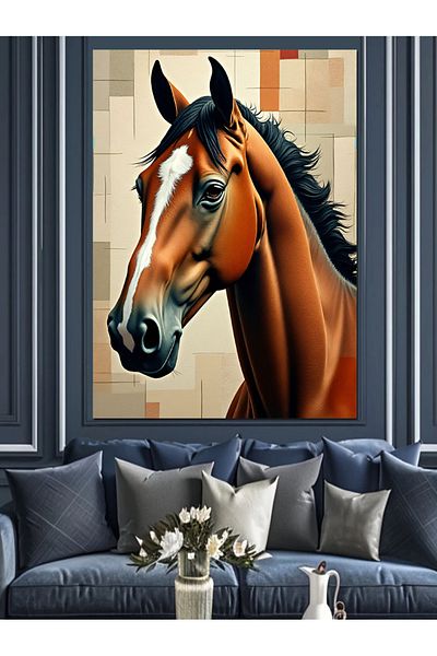 Tablomega Pânză decorativă Portret de cal - Lemn MDF