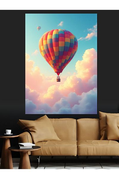 Tablomega Balloon in the Sky Decorative Canvas - Mdf Wood Table