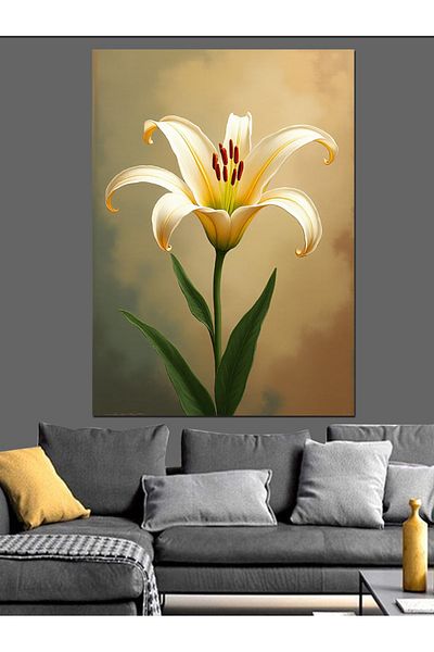 Tablomega The Simplicity of White Lily Decorative Canvas - Mdf Wooden Painting