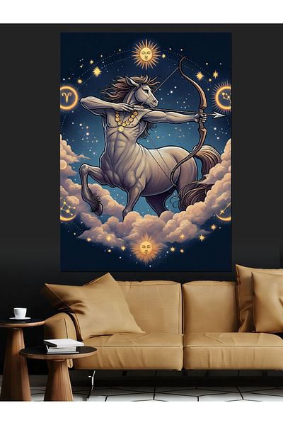 Tablomega Canvas Decorativ Zodia Sagittarius în Nori - Lemn MDF