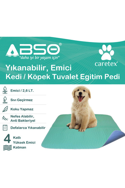 CARETEX Abso Yıkanabilir Emici Köpek Tuvalet Eğitim Çiş Pedi (2 Li Set) 75x85 Cm