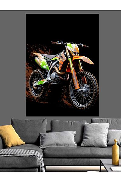 Tablomega Fast Off-Road Motorcycle Decorative Canvas - Mdf Wood Painting