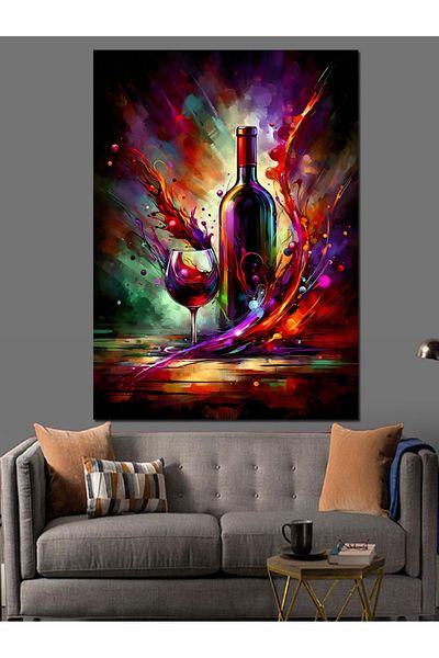 Tablomega Explosion of Wine and Colors Decorative Canvas - Mdf Wooden Painting