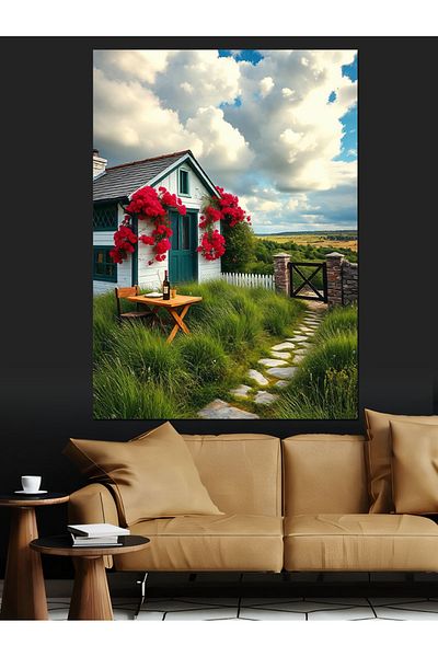 Tablomega Garden Red Flower Home Decorative Canvas - Mdf Wooden Painting