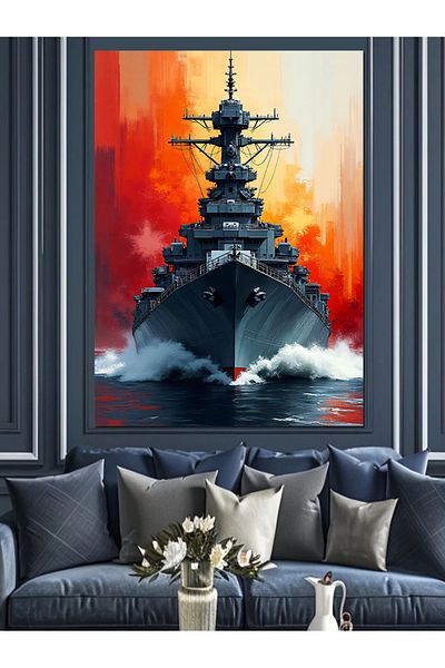 Tablomega Canvas Decorativ Waves Battleship - MDF Lemn
