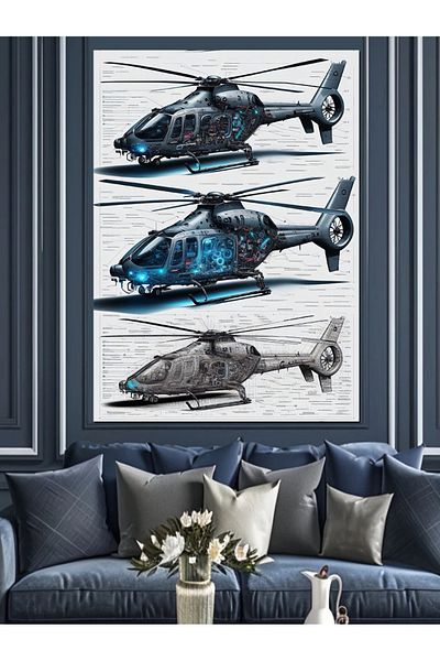 Tablomega Elicopter Landing Show Canvas Decorativ - MDF Lemn Pictat