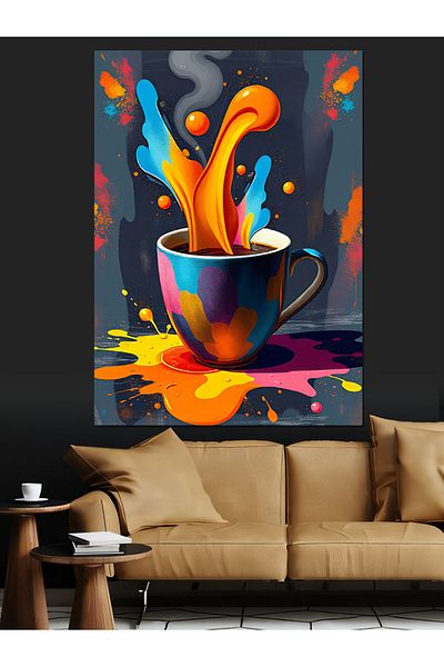 Tablomega Dance of Colors - Coffee Cup Decorative Canvas - Mdf Wooden Painting
