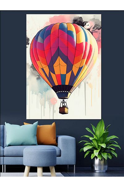 Tablomega Hot Air Balloon Decorative Canvas - Mdf Wooden Painting