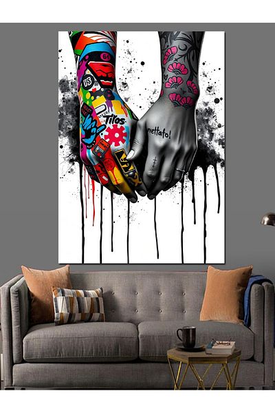 Tablomega Colorful Hand Grip Decorative Canvas - Mdf Wooden Painting