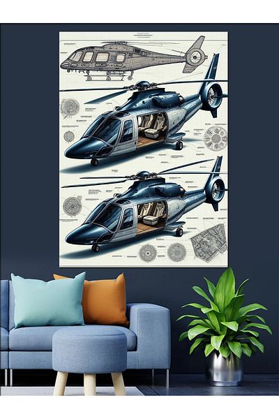 Tablomega The Power of Military Helicopters Decorative Canvas - Mdf Wooden Painting