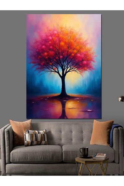 Tablomega Autumn's Golden Tree Decorative Canvas - Mdf Wooden Painting