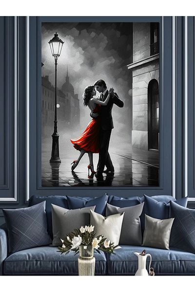 Tablomega Dancing Couple Black and White Art Decorative Canvas - Mdf Wooden Painting