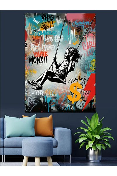 Tablomega Street Art and Abstract Design Decorative Canvas - Mdf Wooden Painting