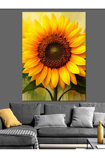 Tablomega Sunflower Flower Portrait Decorative Canvas - Mdf Wooden Painting