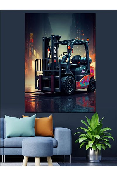 Tablomega Industrial Forklift Power Decorative Canvas - Mdf Wood Painting