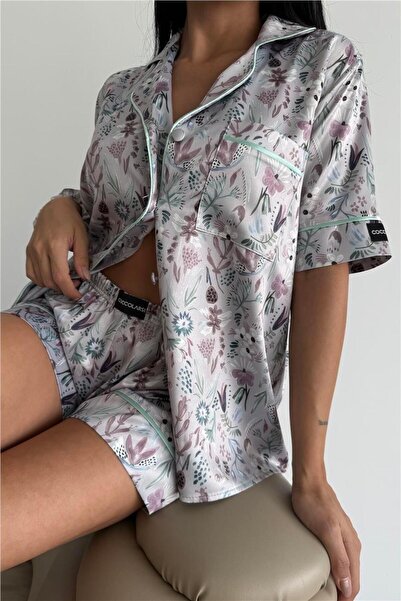 COCCOLARSI Colori Del Mondo Saten Kısa Pijama Takımı CDM2133