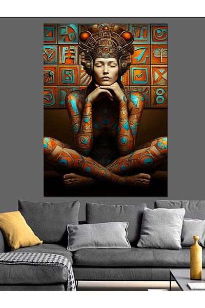 Tablomega Meditative Queen Pattern Decorative Canvas - Mdf Wooden Painting