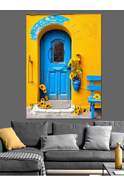 Tablomega Blue Door Beauty Decorative Canvas - Mdf Wooden Painting