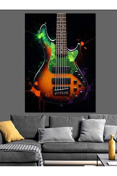 Tablomega Colorful Electro Guitar Decorative Canvas - Mdf Wooden Painting