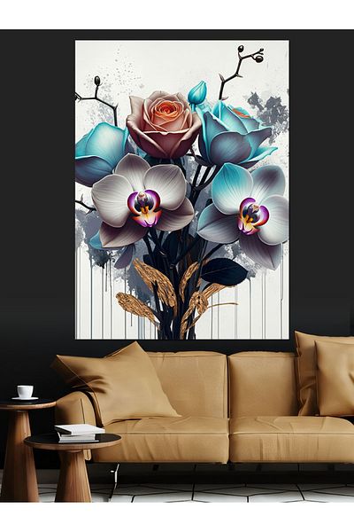 Tablomega Pink Orchid Flowers Decorative Canvas - Mdf Wooden Painting