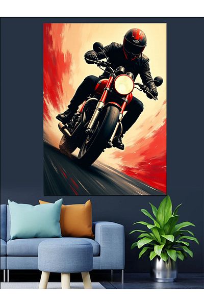 Tablomega Red Motor and Motion Energy Decorative Canvas - Mdf Wooden Painting