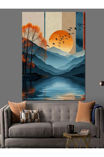 Tablomega Sunset Landscape Decorative Canvas - Mdf Wooden Painting