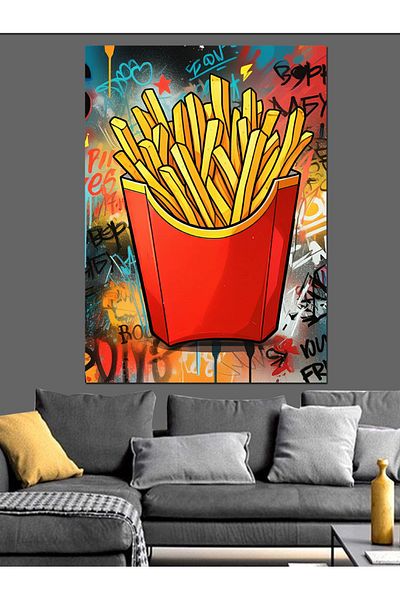 Tablomega French Fries Explosion Decorative Canvas - Mdf Wooden Painting