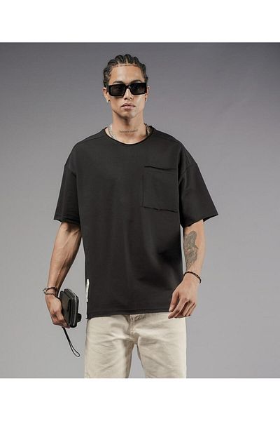 king brich Μπλουζάκι με μονό τσεπάκι Dirty Collar Oversize Fit