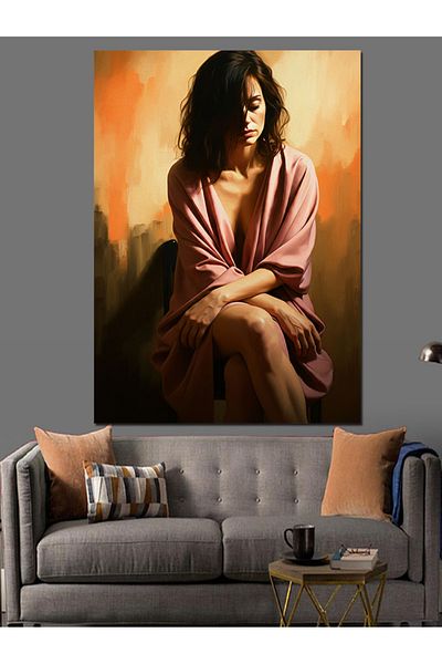Tablomega Woman in a Red Dress Portrait Decorative Canvas - Mdf Wooden Painting