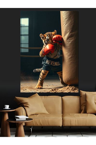 Tablomega Boxing Tiger Decorative Canvas - Mdf Wood Art Print