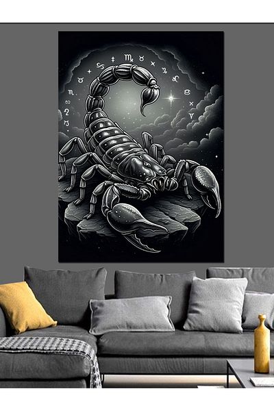 Tablomega Black Scorpion and Stars Decorative Canvas - Mdf Wooden Painting