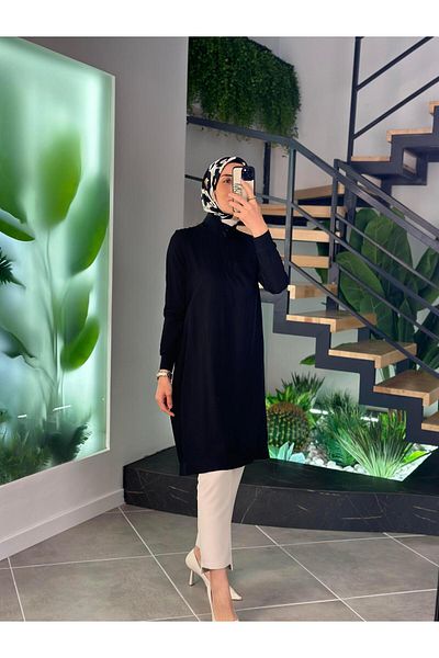 Armine Zippered Trend Tunic Black 25Yt433
