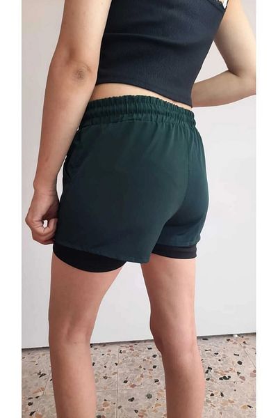 ŞIK VE MUTLU Women's 2 Layer Sports Shorts (Shorts Leggings) 2in 1
