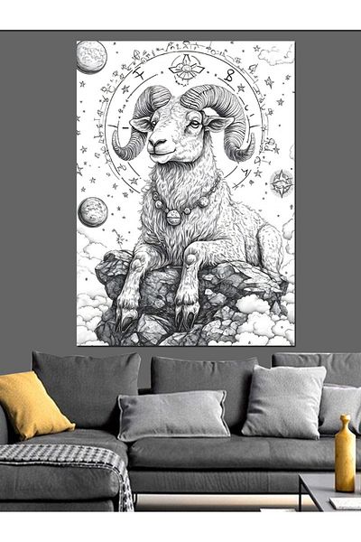 Tablomega Capricorn Zodiac Figure Decorative Canvas - Mdf Wooden Painting