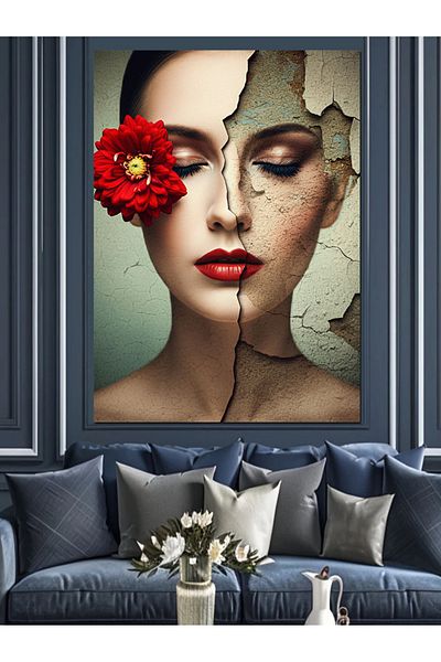 Tablomega Elegance of the Cracked Soul Decorative Canvas - Mdf Wood Table