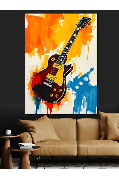 Tablomega Retro Style Electric Guitar Design Decorative Canvas - Mdf Wooden Painting