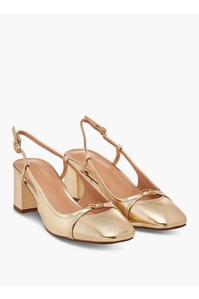 Celeste Solid Square Toe Blocked Heel Sandals with Hook and Eye Closure
