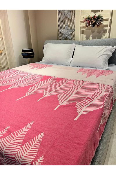 Explore Home , Lole, Double, Cotton, Muslin, Bedspread - Fuchsia