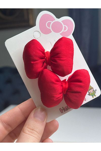 Chocuk Filled Bow Plush Hair Clip Against the Plush 2Li