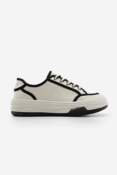 Marjin Dámské tenisky - šněrovací plátěná sportovní obuv - černá Ecru