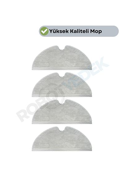 robotyedek Xiaomi Mi Robot Vacuum Mop 1c - 2 in 1 Compatible, Full Full Surface, 4 Pieces Mop Fiber Cloth