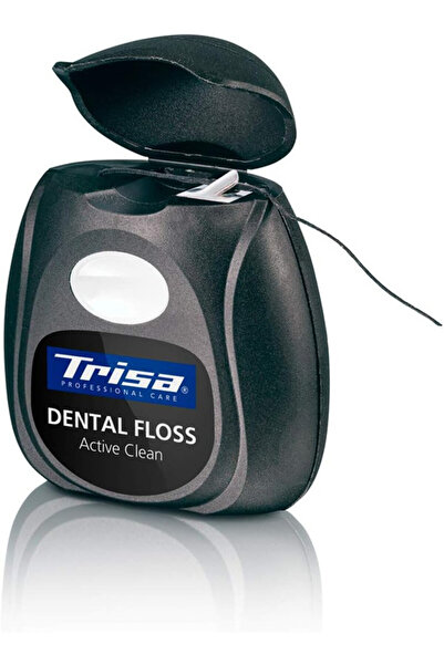 Trisa Trisa Dental Floss Active Clean Charcoal,Professional, 40m waxed mint, Finest Swiss Oral care,